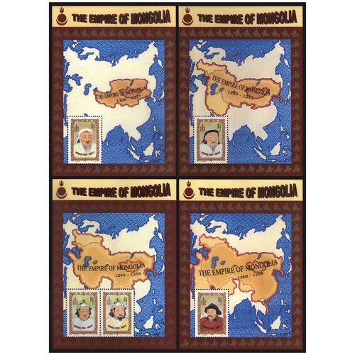 Почтовые марки Монголия 1997г. Монгольская Империя Карты, Лидеры государств MNH почтовые марки монголия 2002г монголо японская дружба лидеры государств дипломатия mnh