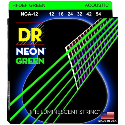 Струны для акустической гитары DR Neon HiDef Green NGA-12 12-54