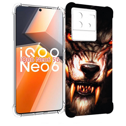 Чехол MyPads злой голодный волк мужской для Vivo iQoo Neo 6 5G задняя-панель-накладка-бампер