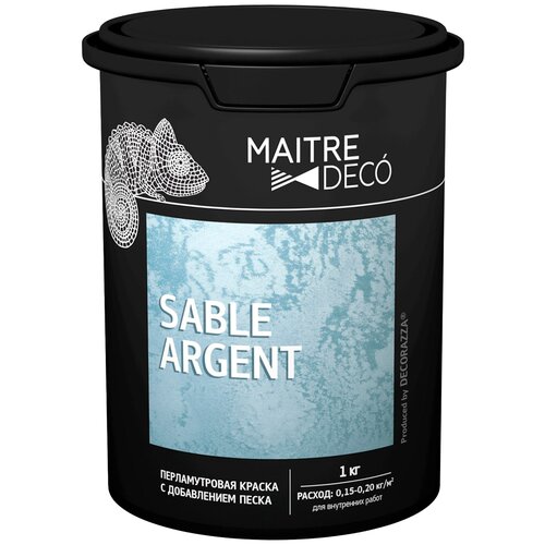 Краска поливинилацетатная Maitre Deco Sable Argent глянцевая серебристый 1 л 1 кг краска декоративная maitre deco sable argent 1 кг цвет серебристый