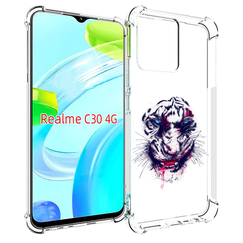 Чехол MyPads безумный тигр для Realme C30 4G / Narzo 50i Prime задняя-панель-накладка-бампер чехол mypads саблезубый злой тигр для realme c30 4g narzo 50i prime задняя панель накладка бампер