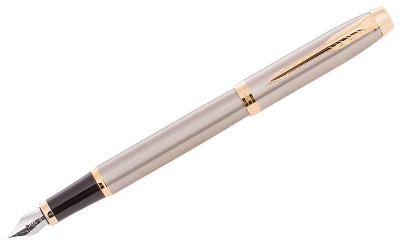 Ручка перьевая Parker "IM Brushed Metal GT" синяя, 0,8мм, подарочная упаковка