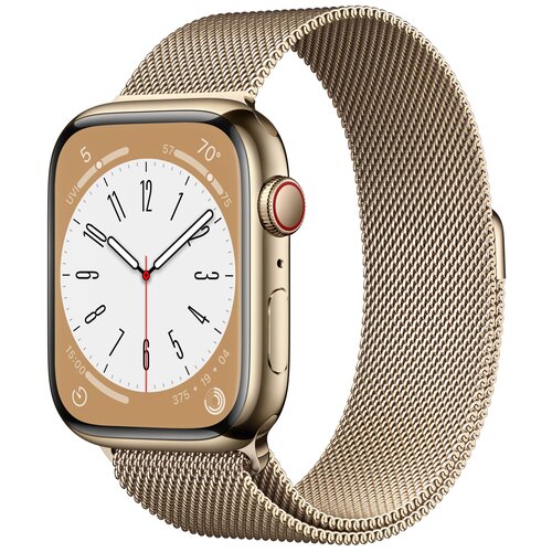 умные часы apple watch series 9 gps cellular 45 мм gold stainless steel case gold milanese loop Умные часы Apple Watch Series 8 45 мм Steel Case GPS + Cellular, gold milanese