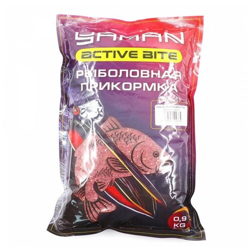 прикормка yaman active bite карась чеснок 900 г 15 Прикормка Yaman Active Bite Плотва тутти-фрутти , цв. красный, 900 г