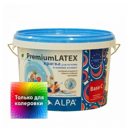 Краска латексная Alpa PremiumLATEX для кухни и ванной комнаты матовая бесцветный 1.8 л 1.8 кг