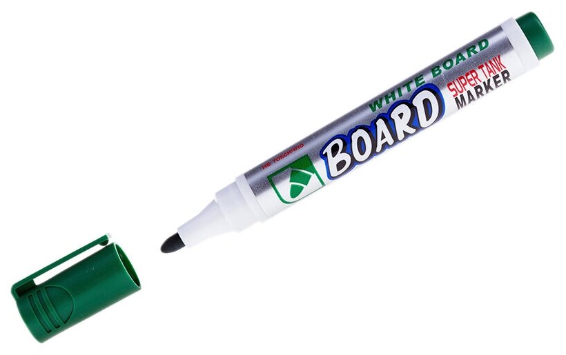 Маркер для белых досок Crown "Multi Board" зеленый, пулевидный, 3мм, 12 шт.