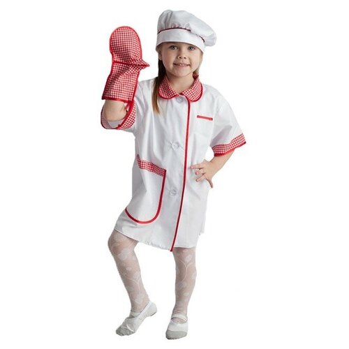 Детский костюм для сюжетно-ролевых игр «Повар» (халат, колпак, прихватка) костюм для ролевых игр бант белый