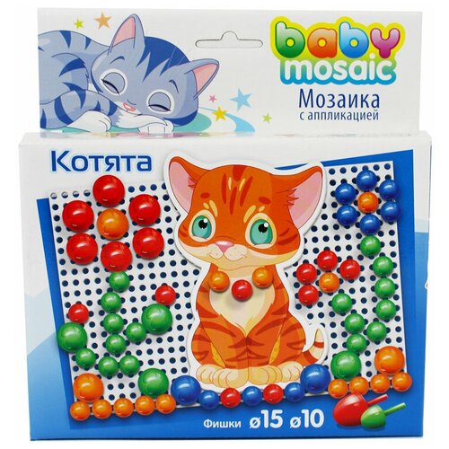 Мозаика для детей с аппликацией ToysUnion Котята (65 фишек)