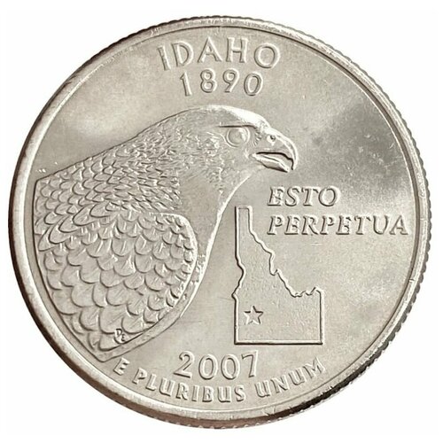 Монета 25 центов Айдахо. Штаты и территории. США Р 2007 UNC