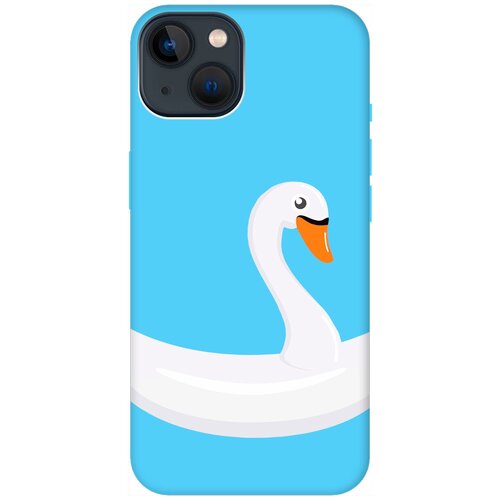 Силиконовый чехол на Apple iPhone 14 / Эпл Айфон 14 с рисунком Swan Swim Ring Soft Touch голубой силиконовый чехол на apple iphone 14 pro эпл айфон 14 про с рисунком swan swim ring