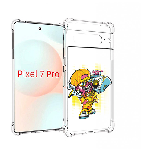 Чехол MyPads нарисованный парень с колонкой для Google Pixel 7 Pro задняя-панель-накладка-бампер