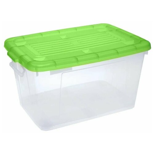 Ящик с крышкой для хранения, 75 л., зеленый, 70х50х38 см.