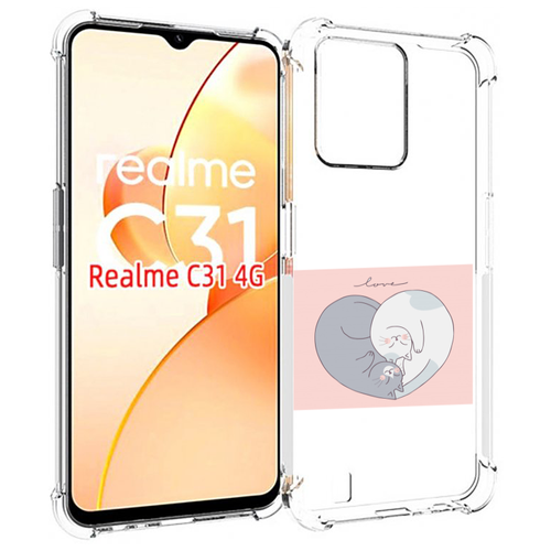 Чехол MyPads котики-в-форме-сердца для OPPO Realme C31 задняя-панель-накладка-бампер