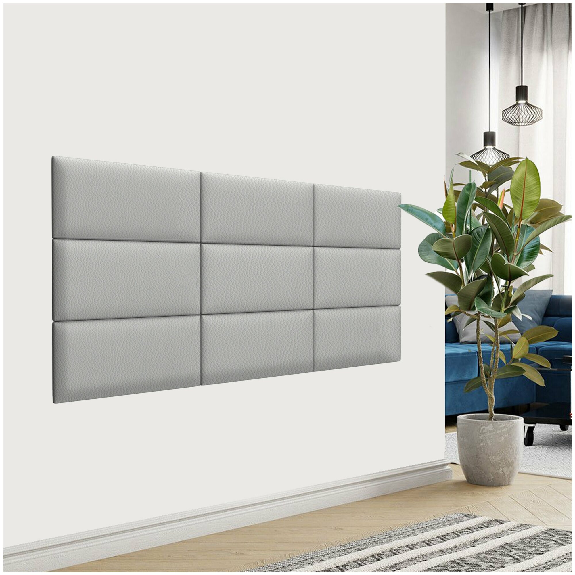 Стеновая панель Eco Leather Grey 30х60 см 1 шт.
