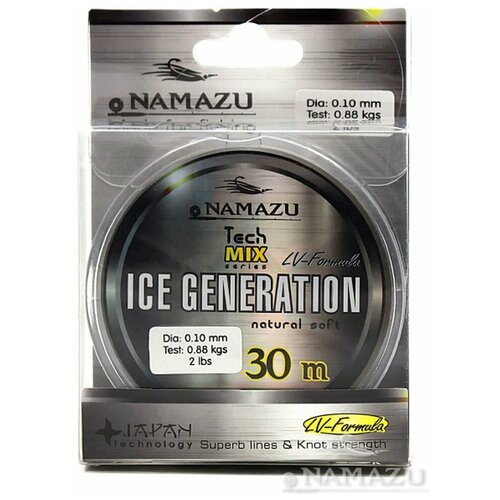 леска namazu ice generation диаметр 0 16 мм тест 2 16 кг 30 м прозрачная Леска Namazu Ice Generation, диаметр 0.08 мм, тест 0.44 кг, 30 м, прозрачная