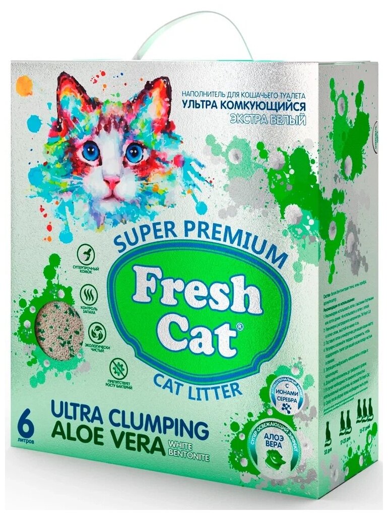 Наполнитель комкующийся Fresh Cat "Алоэ вера" бентонитовый, 6 л 640233