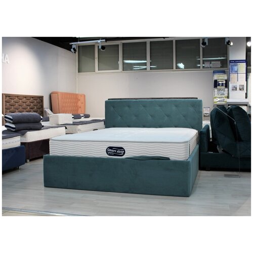 Двуспальная кровать / кровать / кровать с подъемным механизмом / ящики / изголовье мягкое / велюр / кровать двухместная