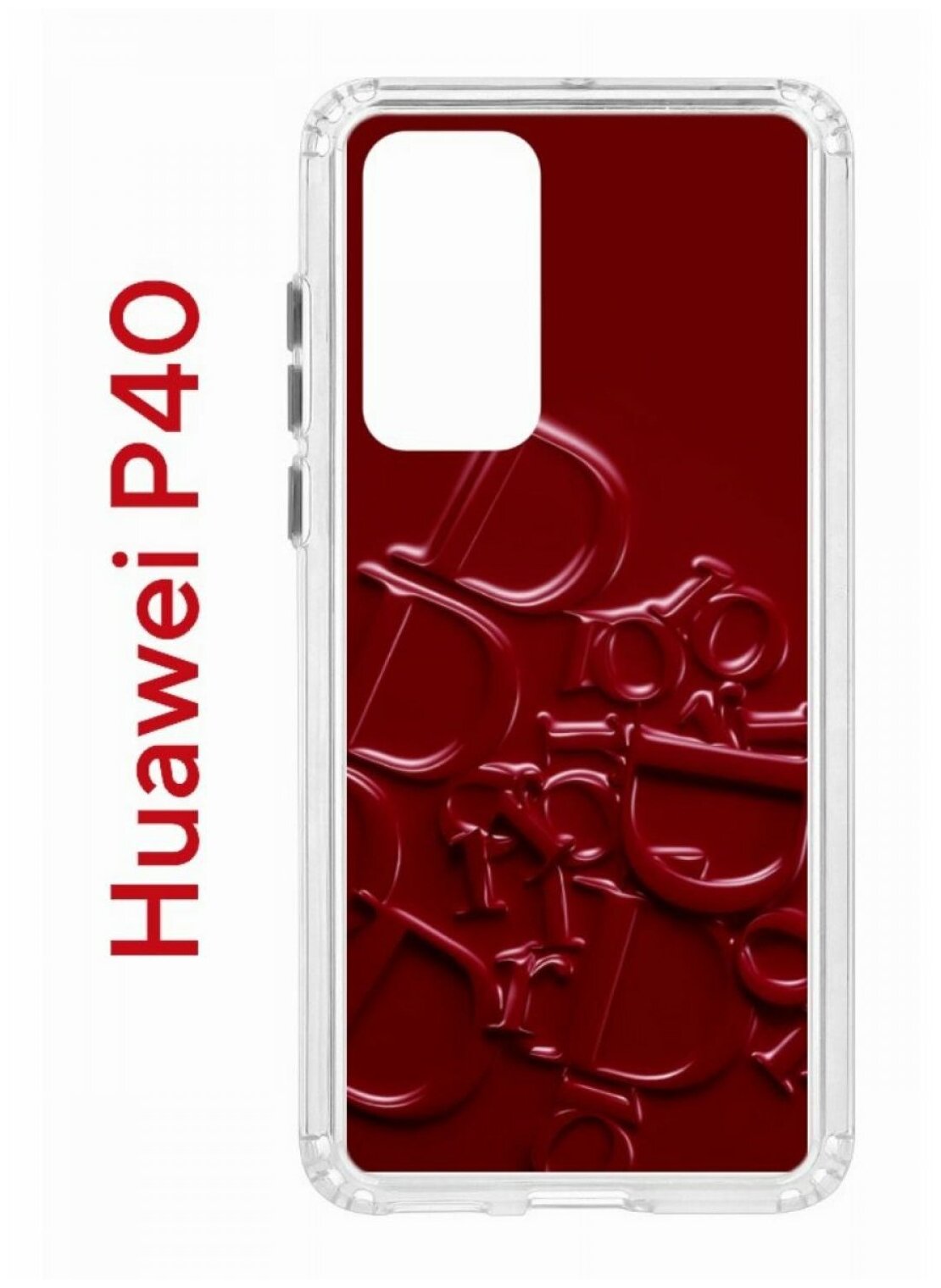 Чехол для Huawei P40 Kruche Print Dior, противоударный силиконовый бампер с рисунком, пластиковая накладка с защитой камеры