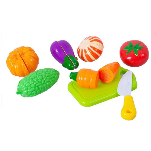 Игровой набор продуктов для резки Овощи и фрукты на липучках с ножом, 8 предметов (610B)