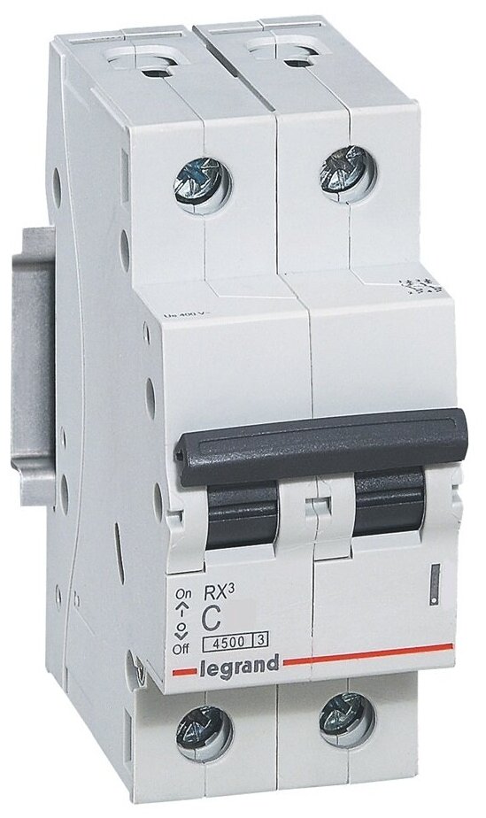 Автоматический выключатель Legrand RX3, 2 полюса, 40A, тип C, 4,5kA