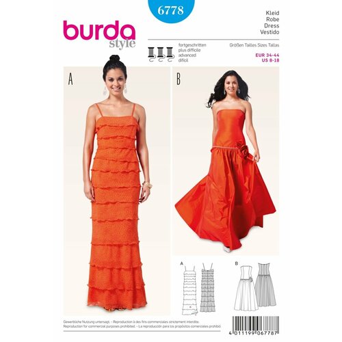 Выкройка Burda 6778-Платье выкройка burda 6778 платье
