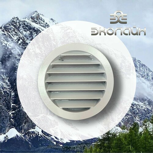 Решетка вентиляционная круглая d125 мм металлическая RAL 9003 белая КИВ-125 с сеткой белый