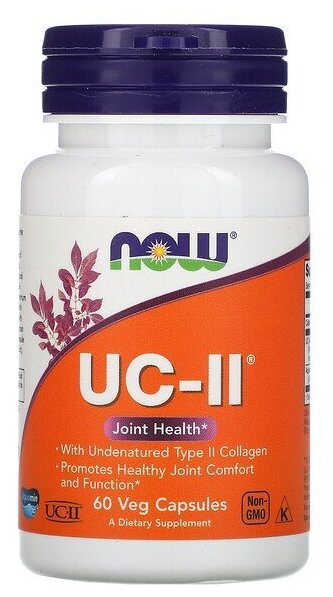 Коллаген второго типа NOW UC-II Type II Collagen 40mg 60 caps для поддержки здоровья суставов