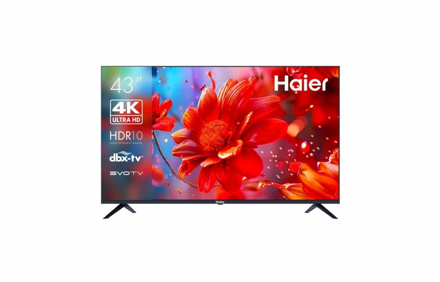 Телевизор Haier 43 Smart TV S2, черный, 4K HDR 10, голосовое управление
