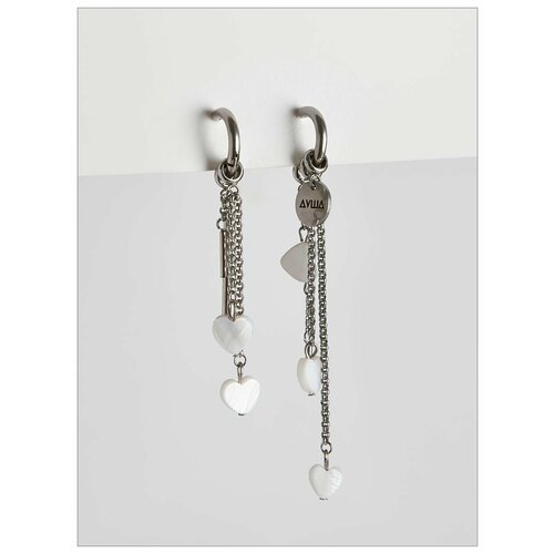 Серьги ДУША_BRAND перламутр размер 70 мм серебристый 3201₽