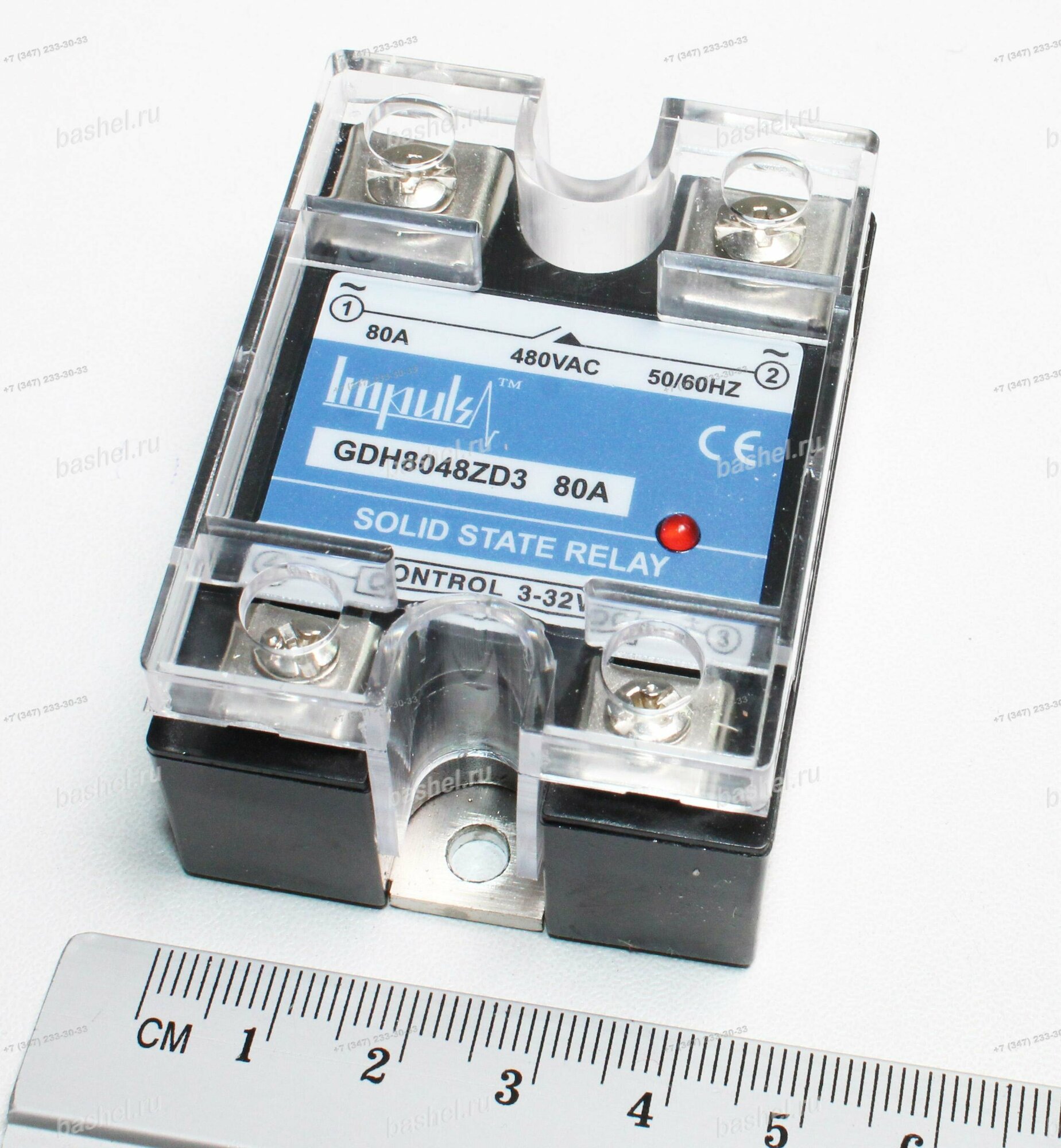 Реле твердотельное GDH8048ZD3, IMPULS, 1ф, 80А, 480V AC, 3-32V DC