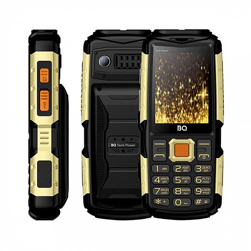 Мобильный телефон BQ M-2430 Tank Power Black Gold 4000mAh, вибро, 2 фонарика, функция Powerbank