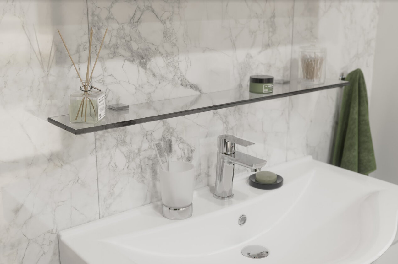 Полка STWORKI Glass Shelf 60 полкодержатели черные