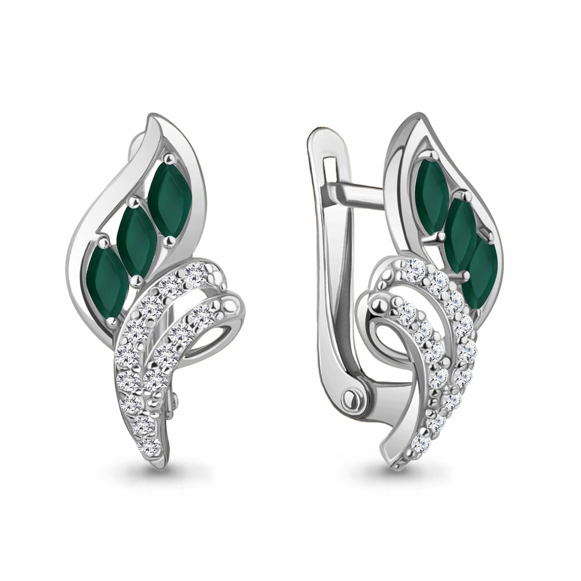Серьги Diamant online, серебро, 925 проба, родирование, фианит, агат, длина 2 см, , бирюзовый