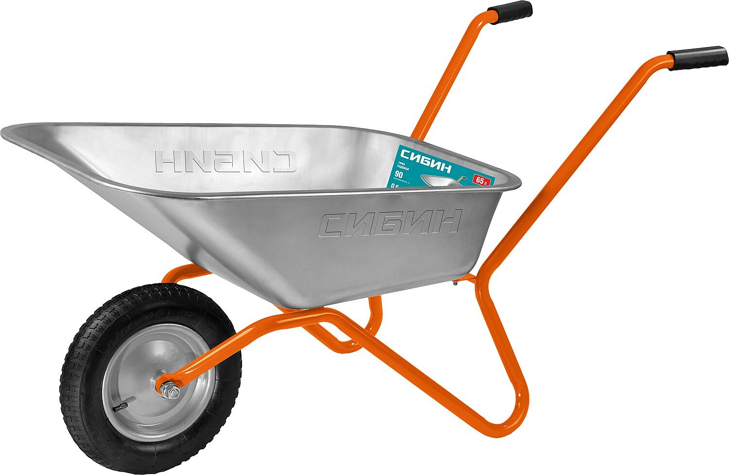 СИБИН СТ-11 65 л 90 кг одноколесная пневматические колеса садовая тачка (39908)