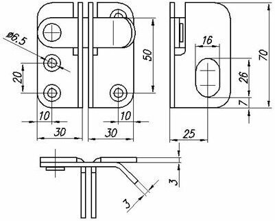 Проушины для замка с фиксатором черная матовая STARFIX SMP-59632-1 — фото 1