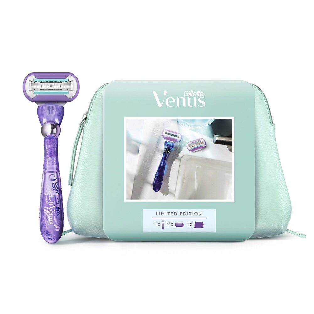 Подарочный набор Gillette Venus, бритва с кассетой, сменная кассета, Vitamin E, 1 шт, с косметичкой