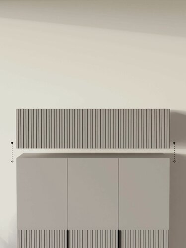 Изображение товара LAERA Антресоль на шкаф распашная 135х52х30 лайн глиняно-серая