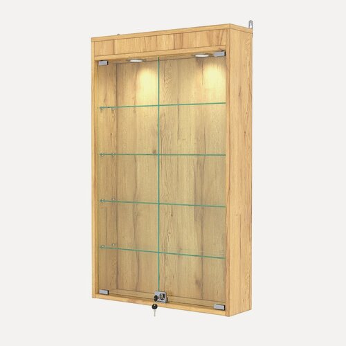 Изображение товара Витрина настенная №2-3А с подсветкой, Дуб Золотистый. Производитель товара - компания Westcom.