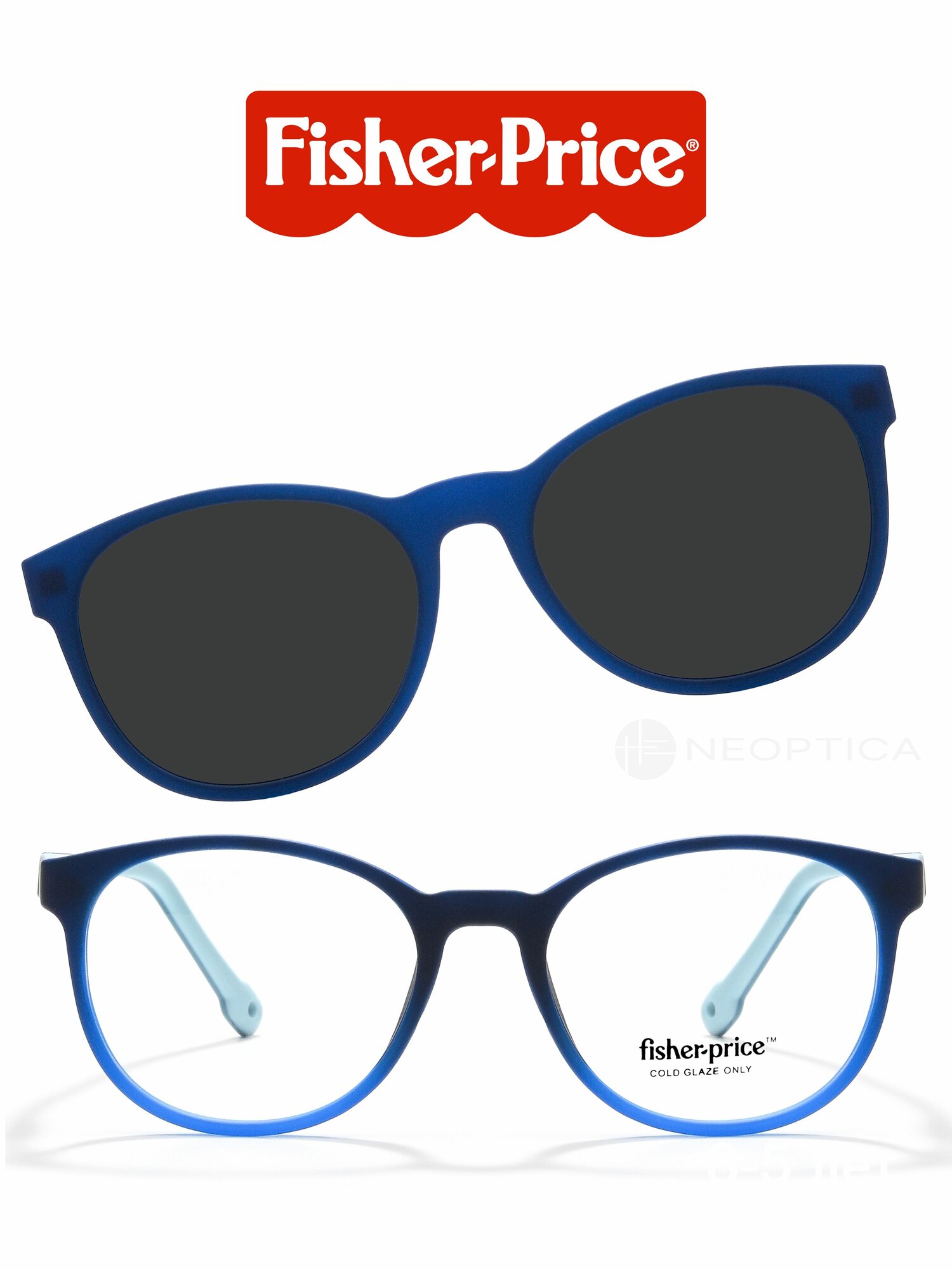 Оправа для очков детская антивандальная Fisher Price (Фишер Прайс) FPCL006 NAVY размер 50 с солнцезащитным клипоном
