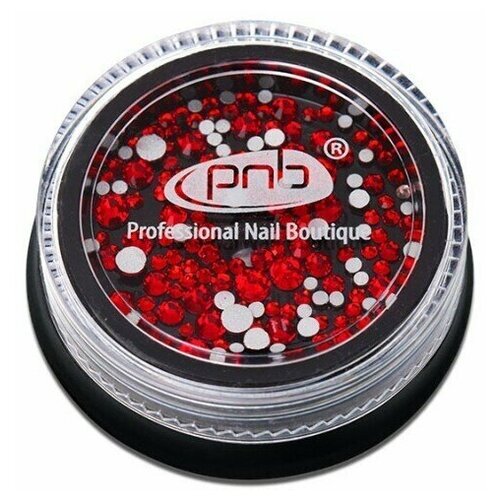 PNB Стразы для дизайна ногтей и маникюра red mix ss2 ss3 ss6 ss8 ss10 ss12 200 шт