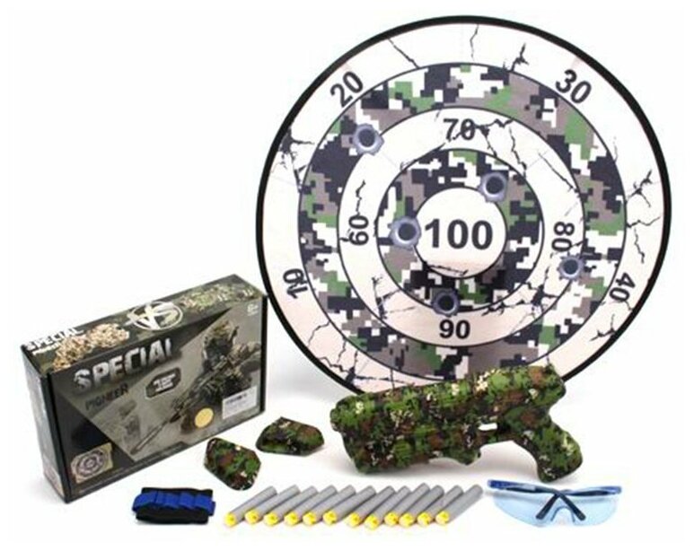 Игровой набор Стрелок, в комплекте: бластер, мягкие пули 12шт, предметов 5шт. Shantou Gepai 969B