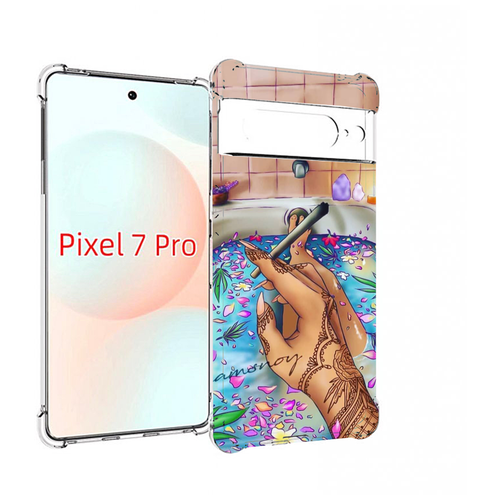 Чехол MyPads девушка в ванне женский для Google Pixel 7 Pro задняя-панель-накладка-бампер