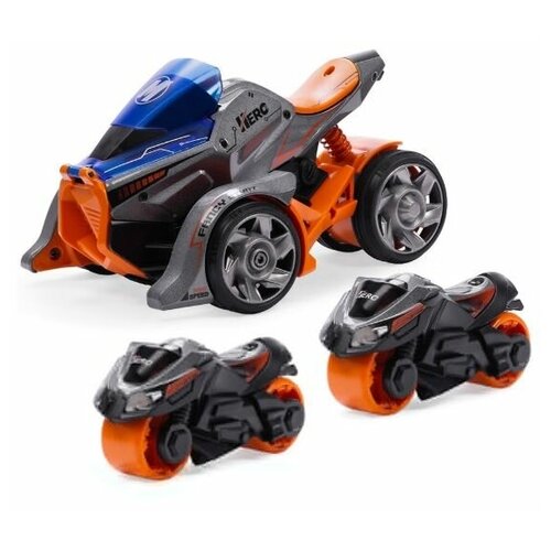 Машина-мотоцикл металлическая, Серо-оранжевая