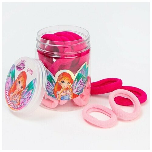 Набор резинок для волос в банке 20 шт, розовые, WINX