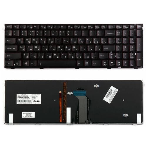 sampa 102534 06028161518 102534 Клавиатура для ноутбука Lenovo Y500, Y500N, Y500NT Series. Плоский Enter. Чёрная, с рамкой. С подсветкой. PN: Y590-RU