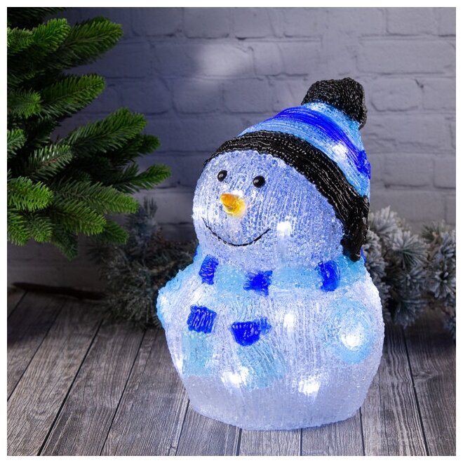 Kaemingk Светящаяся фигура Снеговик Frosty Blue 24 см, 20 LED ламп, на батарейках, IP44 9492144