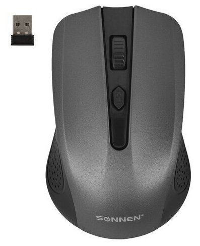 Мышь беспроводная SONNEN V99, USB, 1000/1200/1600 dpi, 4 кнопки, оптическая, серая, 513528 513528