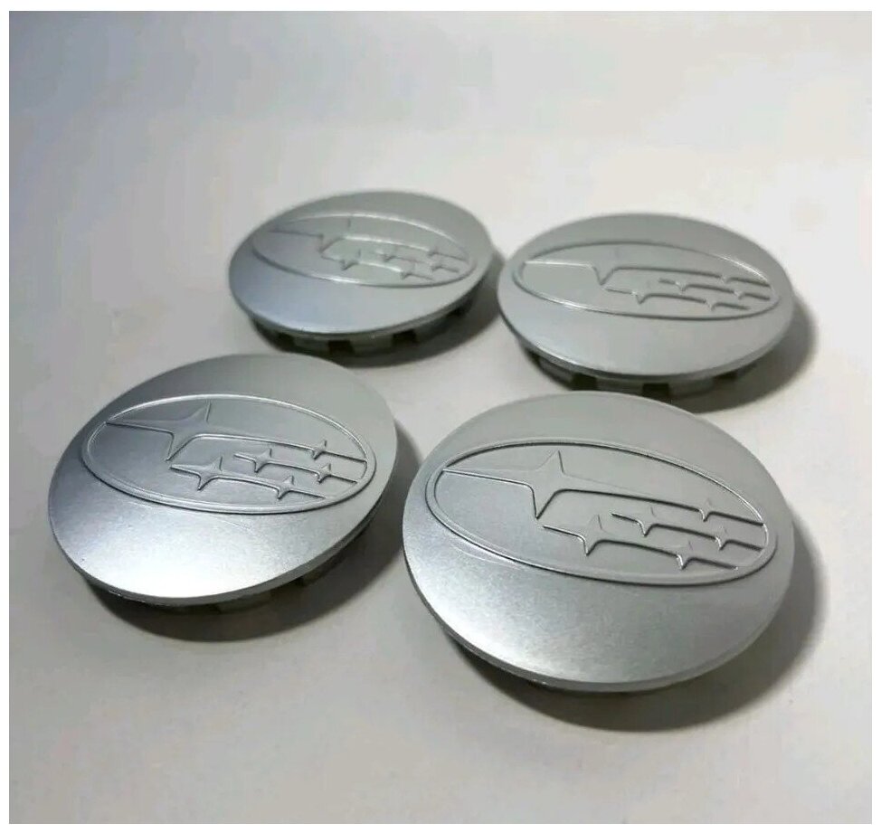 Колпачки заглушки на литые диски для Субару / Subaru 59/51 серый 4 штуки.
