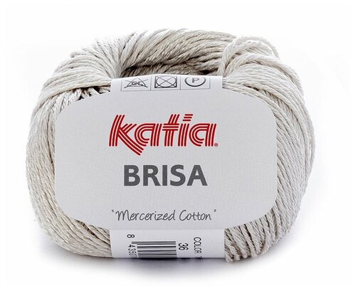 Пряжа Brisa Katia (Бриса), цвет 36 жемчужный светло-серый, 50гр/125м, 60% хлопок, 40% вискоза, 1 моток