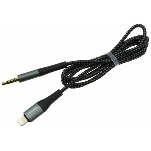 AWEI CL-116L аудио кабель Lightning to AUX 3.5 mm, 1 м, Черный адаптер awei cl 116l type c aux